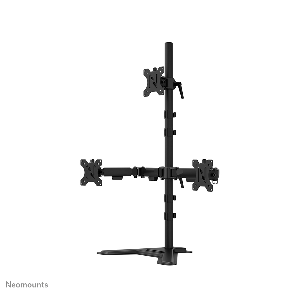 Neomounts DS45-600BL2-1 Soporte de monitor triple - 10-32" - 0-5 kg | 11 lbs (3x) - inclinable 90° - rotatorio 360° - giro 180° - VESA 75x75 - bloqueo de 180° - Negro