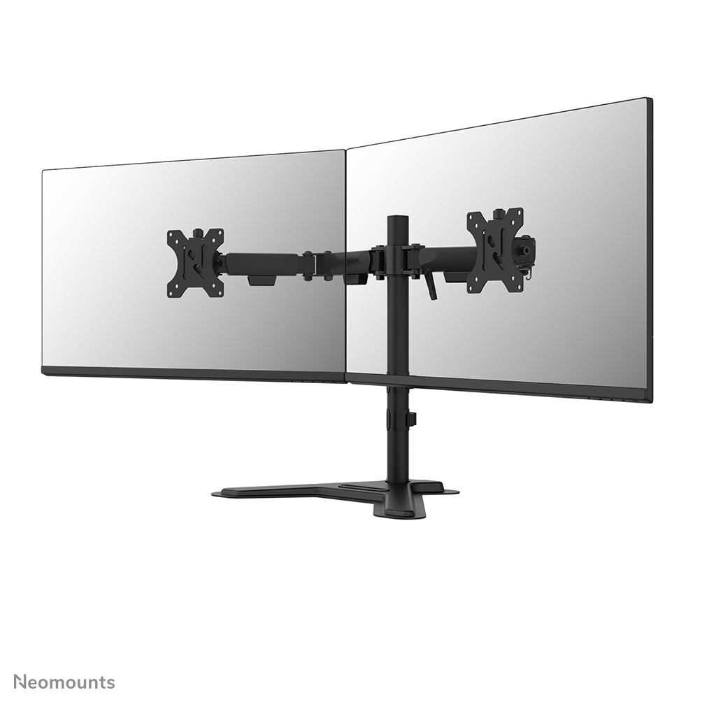 Neomounts DS45-600BL2 Soporte de monitor doble - 10-32" - 0-6 kg | 13,2 lbs (2x) -  inclinable 90° -  rotatorio 360° - giro 180° - VESA 75x75 -  bloqueo de 180° - Negro
