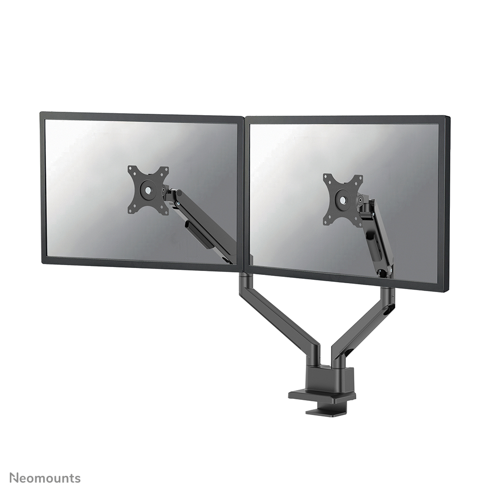 Neomounts NEXT Slim DS70-250BL2 Brazo de monitor 2 pantallas - 17-32" - 1-9 kg/pantalla (curvo 8 kg/pantalla) - resorte de gas - Tope-a-180° - Topfix - Modelo de Fácil Montaje - embalaje 100% libre de plástico - negro