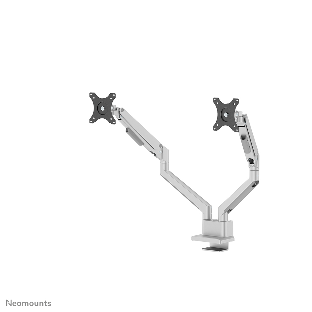 Neomounts NEXT Slim DS70-250SL2 Brazo de monitor 2 pantallas - 17-32" - 1-9 kg/pantalla (curvo 8 kg/pantalla) - resorte de gas - Tope-a-180° - Topfix -Modelo de Fácil Montaje - embalaje 100% libre de plástico - plata