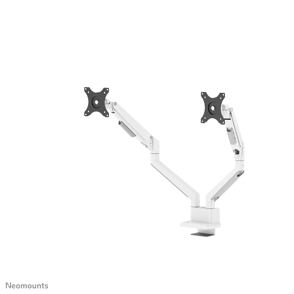 Neomounts NEXT Slim DS70-250WH2 Brazo de monitor 2 pantallas - 17-32" - 1-9 kg/pantalla (curvo 8 kg/pantalla) - resorte de gas - Tope-a-180° - Topfix -Modelo de Fácil Montaje - embalaje 100% libre de plástico - blanco