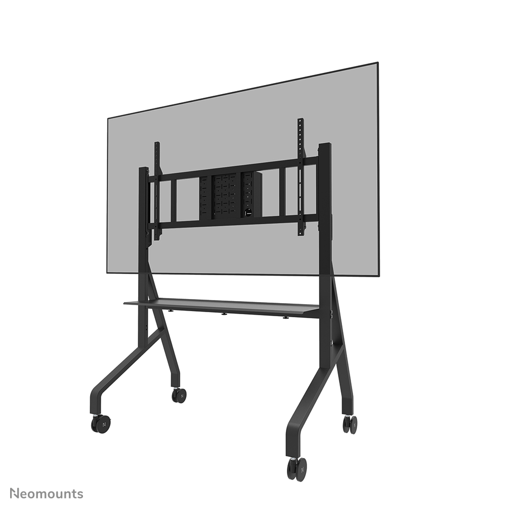 Neomounts MOVE Go XL FL50-575BL1 Carro para TV - 65-110" - máx 125 kg - manual alt. 129-139 cm - VESA 100x100-1100x600 - incl. bandeja para hardware - bloqueable (excl. cerradura) - certificado TÜV - Modelo de Instalación Rápida incl. soporte de instalación - Kit para barras de video disponible opcionalmente - negro