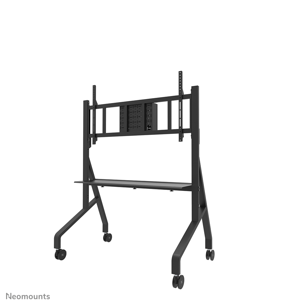 Neomounts MOVE Go XL FL50-575BL1 Carro para TV - 65-110" - máx 125 kg - manual alt. 129-139 cm - VESA 100x100-1100x600 - incl. bandeja para hardware - bloqueable (excl. cerradura) - certificado TÜV - Modelo de Instalación Rápida incl. soporte de instalación - Kit para barras de video disponible opcionalmente - negro