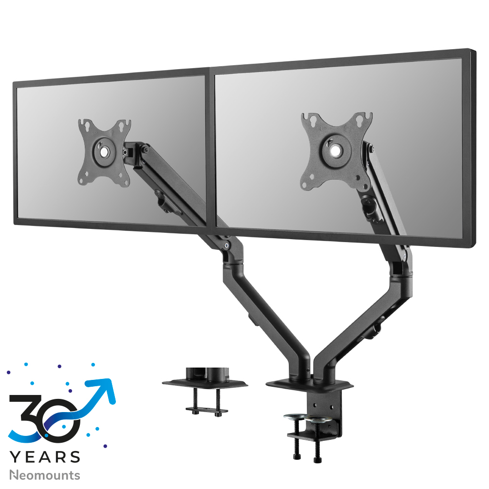 Neomounts FPMA-D650DBLACK Brazo de monitor 2 pantallas - 17-27" - 2-7 kg/pantalla - muelle helicoidal - negro