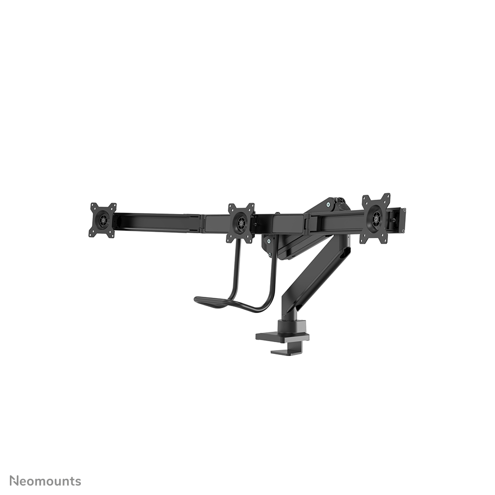 Neomounts NM-D775DX3BLACK Barra transversal para brazo de monitor 3 pantallas - 17-27" - 1-6 kg/pantalla - resorte de gas - Tope-a-180° - Topfix - negro