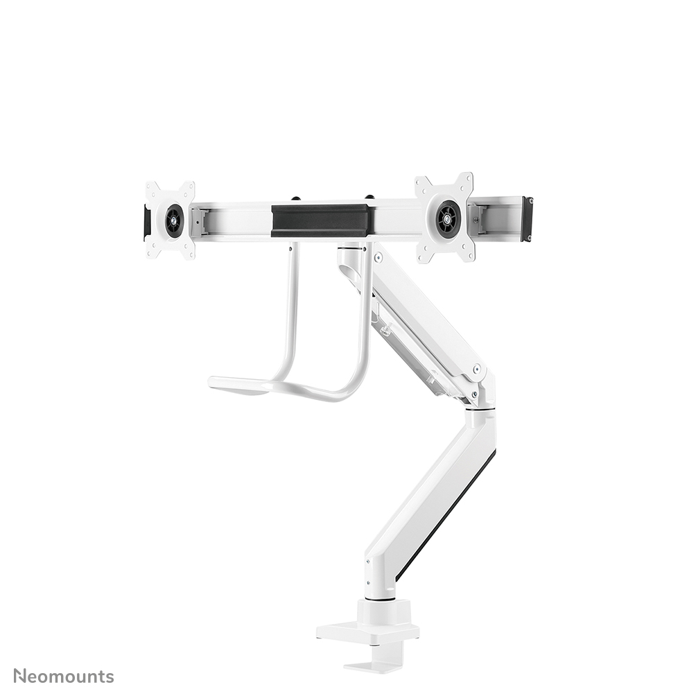 Neomounts NM-D775DXWHITE Barra transversal para brazo de monitor 2 pantallas - 10-32" - 1-8 kg/pantalla - resorte de gas - Tope-a-180° - Topfix - blanco