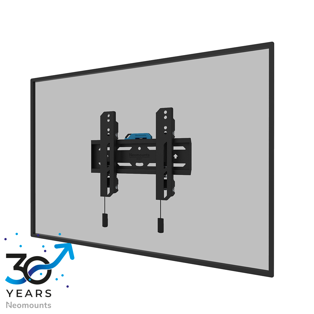 Neomounts LEVEL-850 WL30S-850BL12 Soporte de pared fijo para TV - 24-65" - máx 40 kg - VESA 50x50-200x200 - prof. 3,3 cm - ajuste del nivel - bloqueable (incl. tornillo de seguridad, excl. cerradura) - Modelo de Instalación Rápida incl. plantilla de fijación - negro
