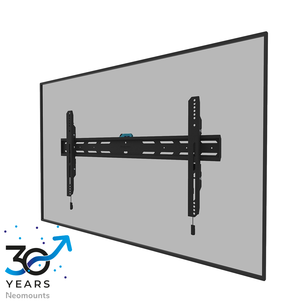 Neomounts LEVEL-850 WL30S-850BL18 Soporte de pared fijo para TV - 43-86" - máx 60 kg - VESA 100x100-800x400 - prof. 3,3 cm - ajuste del nivel - bloqueable (incl. tornillo de seguridad, excl. cerradura) - Modelo de Instalación Rápida incl. plantilla de fijación - negro